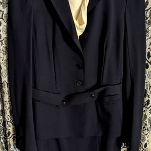 Iisli Vintage Stretch Dress & Jacket Suit Set Navy and Cream Sz 12 and Medium